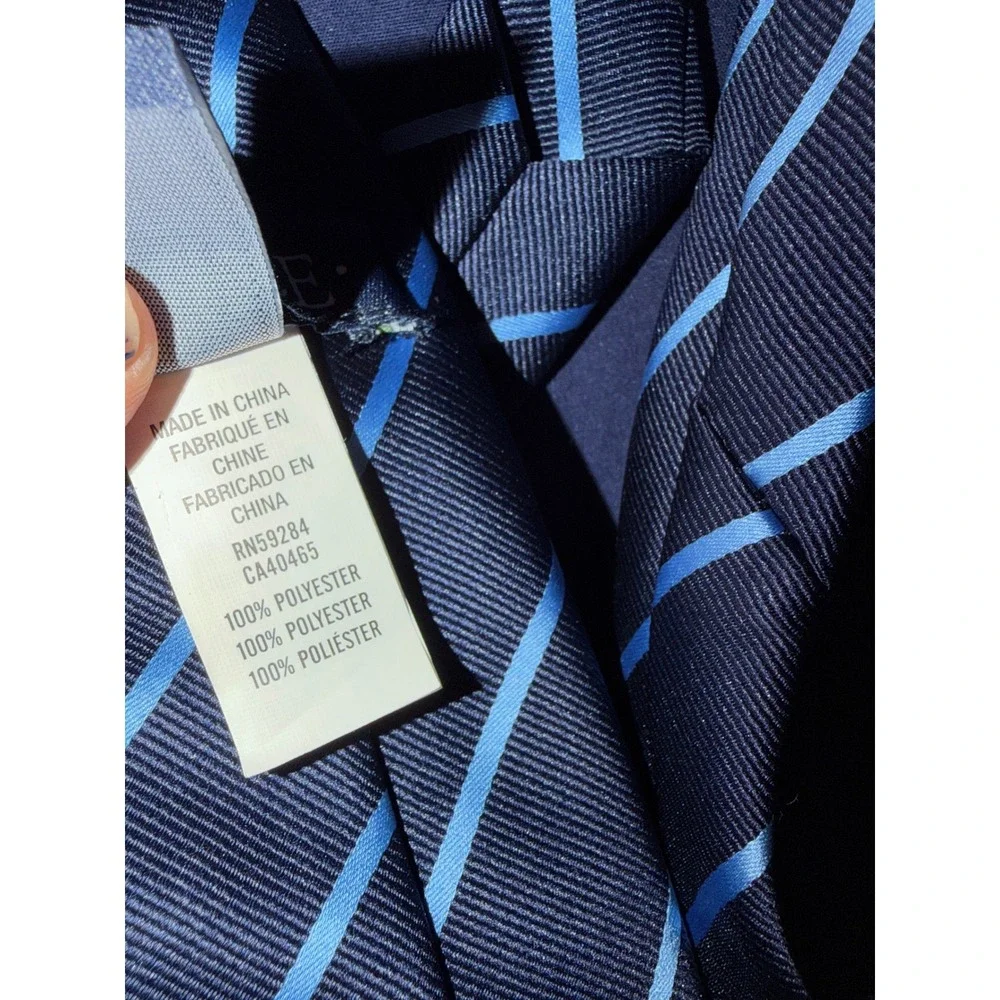 The Children's Place Boys Navy Blue Light Blue Striped Necktie Size 8-16